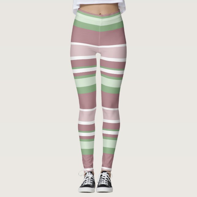 Legging Listras Verdes, Rosa e Rosa Claro (Frente)