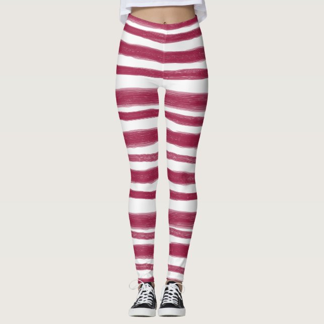 Legging Listras Vermelhas Bordeaux  (Frente)