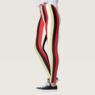 Legging Listras vermelhas, brancas, bege e pretas