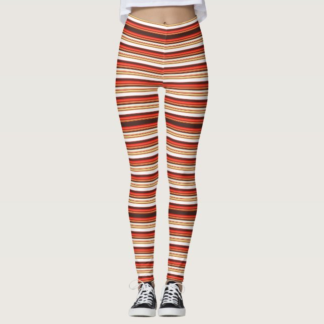 Legging Listras vermelhas castanhas (Frente)