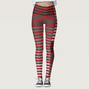 Legging Listras Vermelhas, Cinzas, Pretas e Brancas