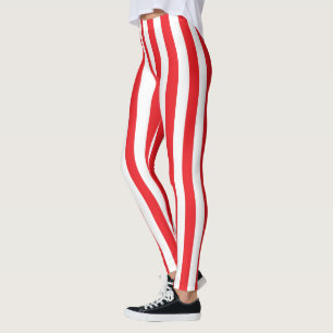 Legging Listras vermelhas e brancas verticais