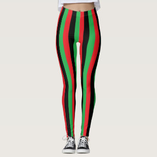 Legging Listras vermelhas, pretas e verdes verticais