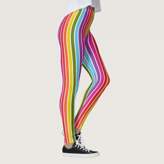 Legging Listras Verticais Arco-íris Multicoloridas (Direita)
