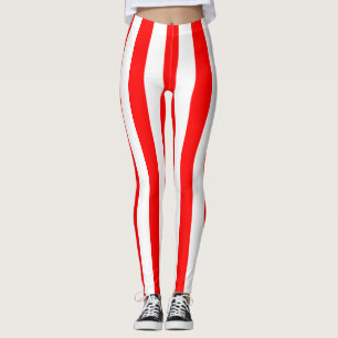 Legging Listras Verticais de Tamanho Grande Vermelho e Bra