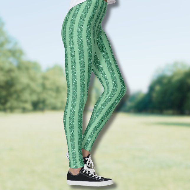 Legging Listras Verticais no Estilo Brilho Verde Jade Clás (Criador carregado)