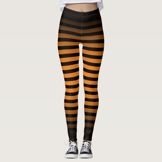 Legging Listras verticais ombre laranja preto de Halloween (Frente)