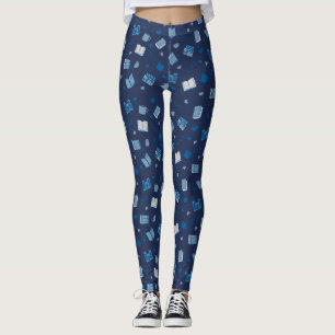 Legging Livro Azul e Padrão de Leitura