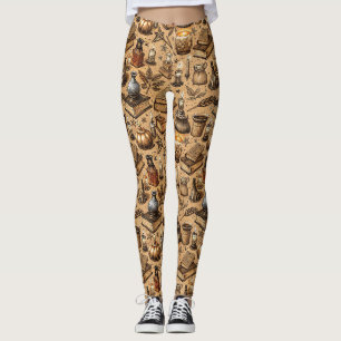 Legging Livros & Velas de Bruxaria Vintage Estampa