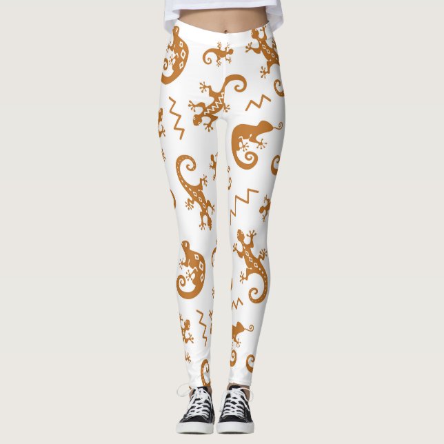 Legging Lizards Chameleons: Design de padrão sem costura. (Frente)