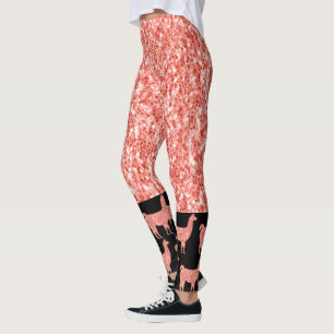 Legging Llama cor-de-rosa brilho dos cinzentos preto