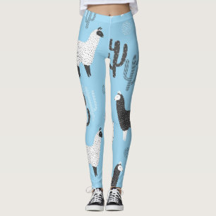 Legging Llama e cacto, padrão fofo.