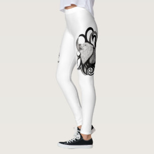 Legging Lobo Branco com Arte Tribal Raven