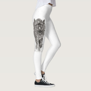 Legging Lobo Negro Zangado na Neve, inverno selvagem