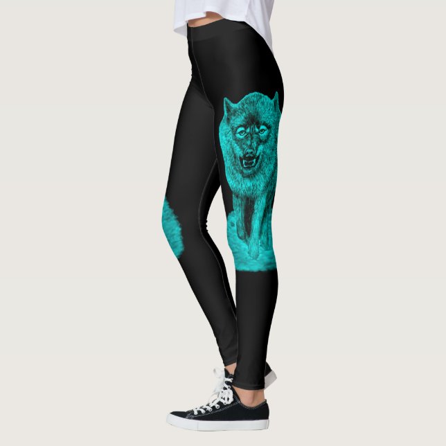 Legging Lobo Negro Zangado na Noite (Esquerda)