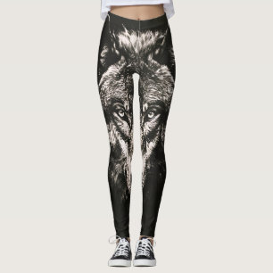 Legging Lobo Selvagem Monocromático Majestoso