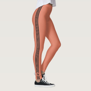 Legging Logotipo Personalizado Três Listras Pretas Laranja