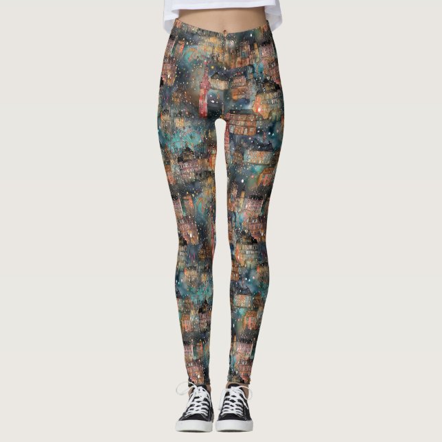 Legging Londres no Natal e Ano Novo em Aquarelas (Frente)