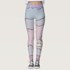 Legging Long Abstrait Violet et Rose