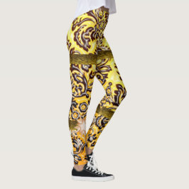legging longa marrom amarela adolescente