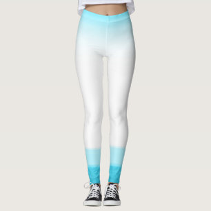 Legging Look de Aquarela Azul e Branco Chic Lounge Ginásio