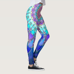 Legging Lotus Flower Mandala - violeta ciano azul