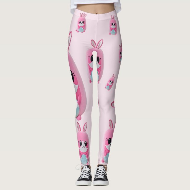 Legging "Lou Lou". Uma fofinho, criatura rosa (Frente)