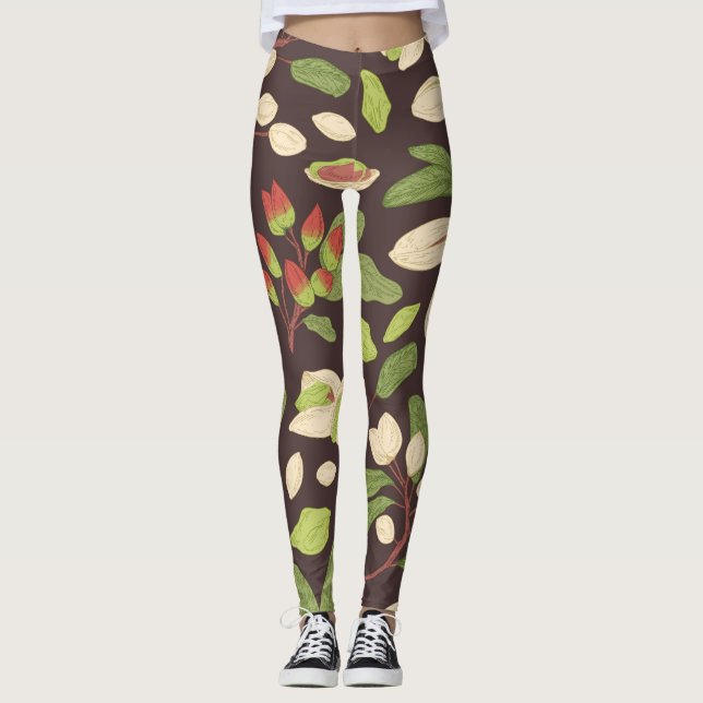 Legging Loucos De Pistachio: Sem Costura Desenhada À Mão. (Frente)