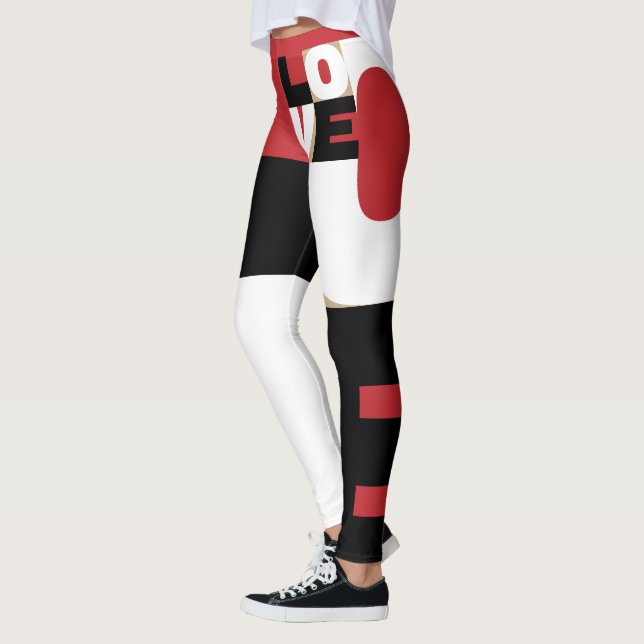 Legging Love Red Black White Original Dynamic Trendy Girly (Esquerda)