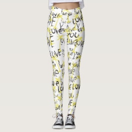 Legging Love Typografia Text Love You Palms