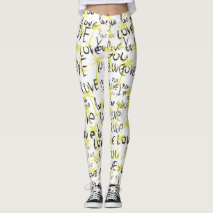 Legging Love Typografia Text Love You Palms