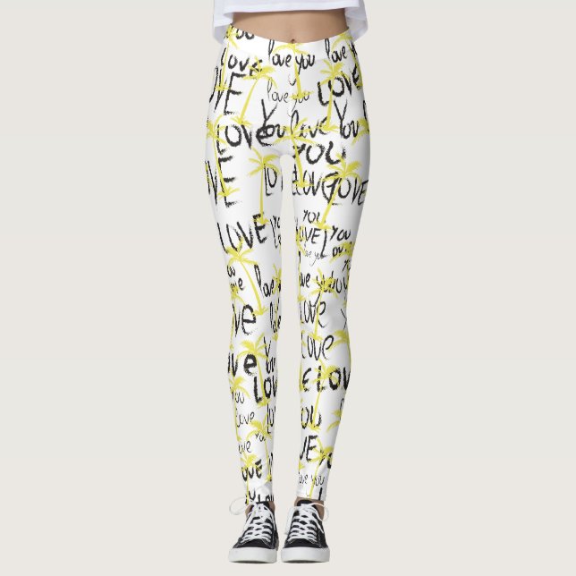 Legging Love Typografia Text Love You Palms (Frente)