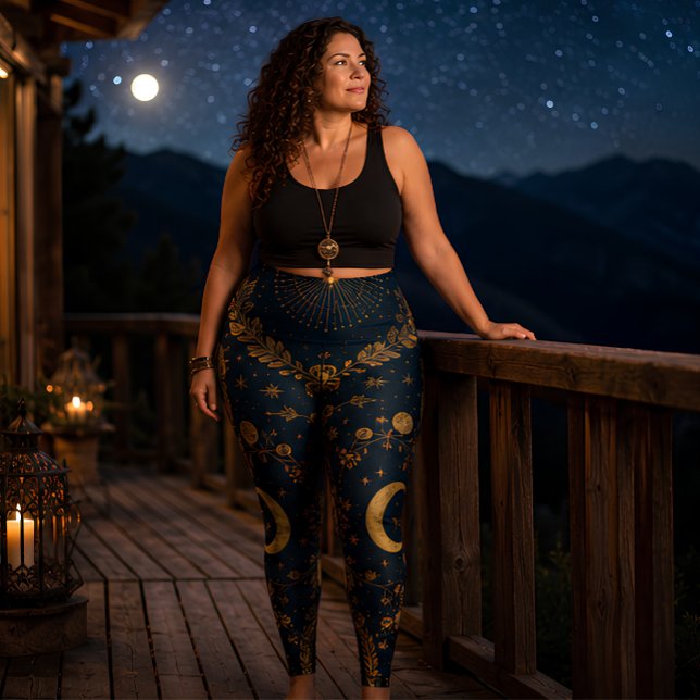 Legging Lua Celestial e Estrelas Boho Astrologia (Criador carregado)