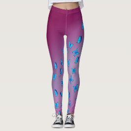 Legging Lua rosa abstrato e borboletas