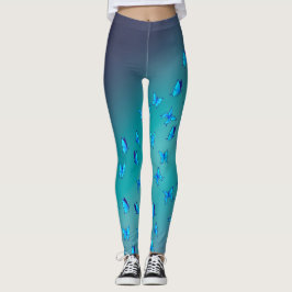 Legging Lua verde abstrato e borboletas