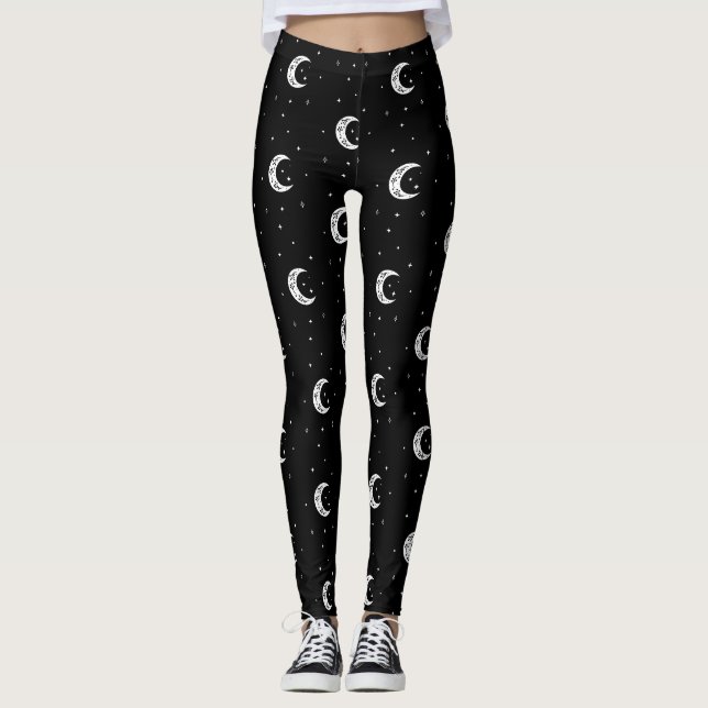 Legging Luas e estrelas brancas e pretas (Frente)