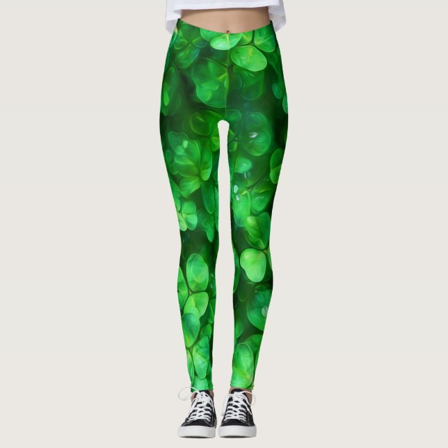 Legging Lucky Celtic Irish Green Shamrocks (Frente)