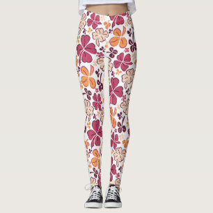 Legging Lucky Clover Shamrock Red Pattern Rua Patrick's Da