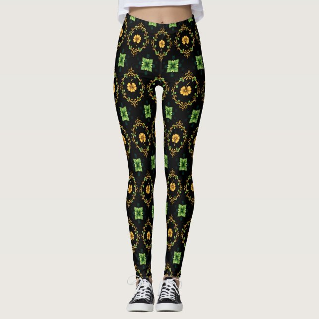 Legging Lucky Clover 🍀 Um Símbolo Eterno da Boa Fortuna (Frente)