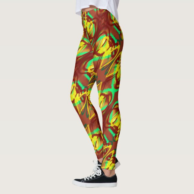 Legging Lucky Lady art design marrom limão verde (Esquerda)