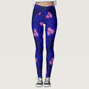 Legging Luminosa Blue net com flores 01 Black BG