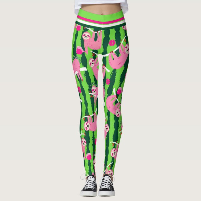 Legging Luminosas-de-piclebol cor-de-rosa 🦥 (Frente)