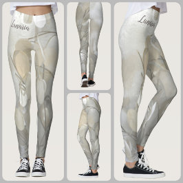 Legging Lunaria Dólar de Prata Floral Branco Chic