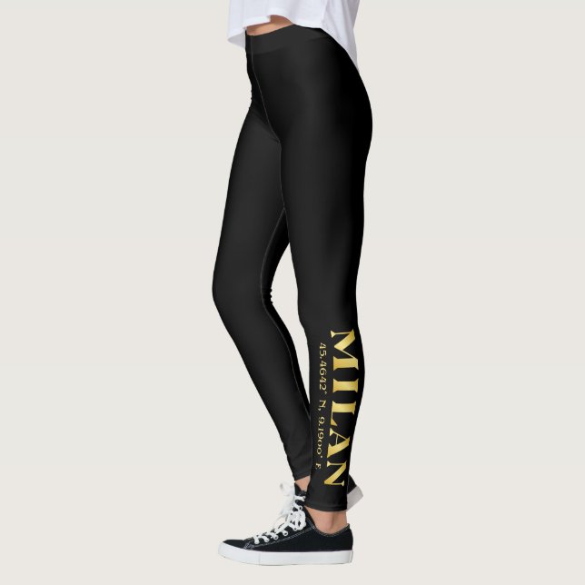 Legging Lux Dourado Milan Latitude & Longitude Black (Esquerda)