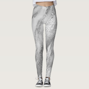 Legging Lux metálico abstrato mínimo de mármore das cin