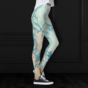 Legging Luxe Marble   Linda Veia Amarela e Coral-Teal