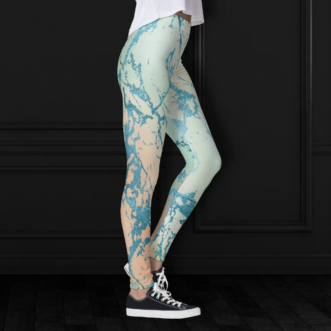 Legging Luxe Marble | Linda Veia Amarela e Coral-Teal (Criador carregado)