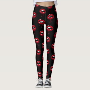 Legging Luxo Beleza Glam Lábios Gotejantes Vermelho Drip