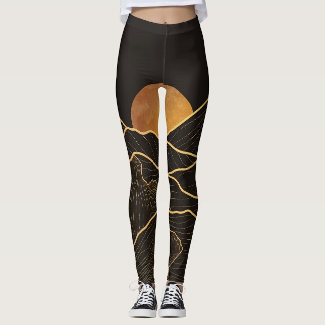 Legging Luxo das montanhas: Elegância da linha do Ouro (Frente)