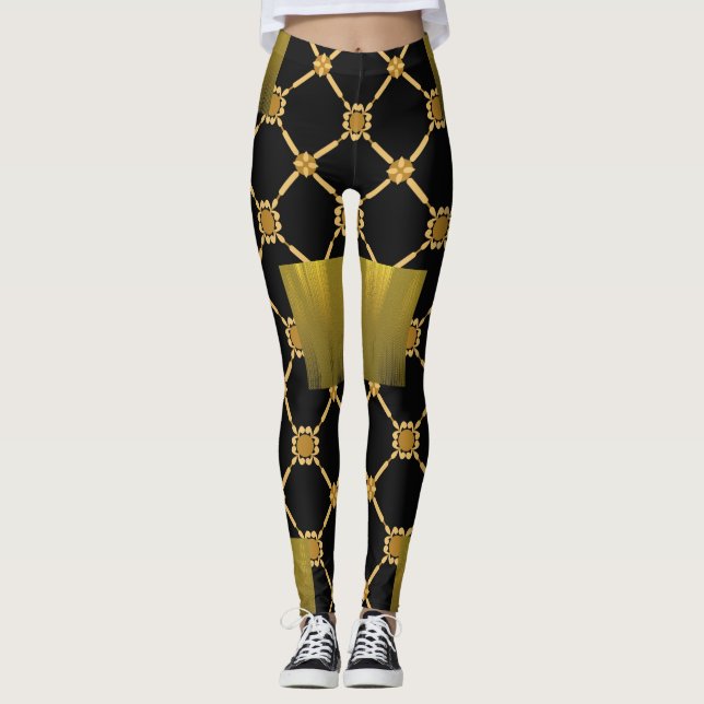 Legging Luxo ouro: Leguminosas Negras (Frente)